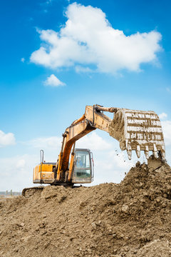 excavator in construction site