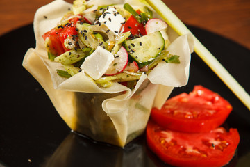 Vegetable salad with tomato and celery