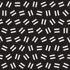 Geometric Scattered Shapes. Vector Seamless Black and White Pattern