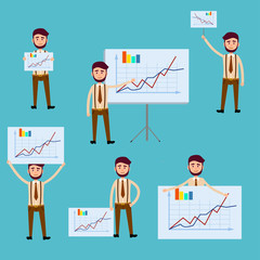 Business Concept with Men Holding Diagram Posters