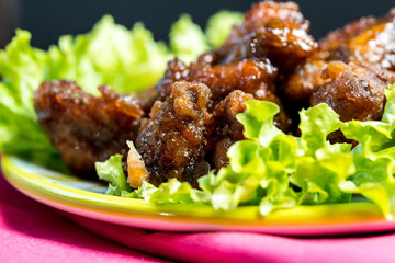 wok fried chicken stir fry with sweet peppers and chinese vegetables