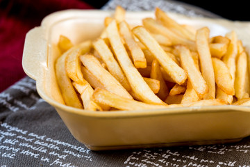 Golden French fries potatoes ready to be eaten