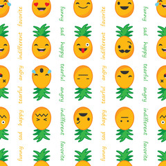 Seamless background with Pineapples emotions.