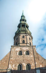 St. Peter Church in the Old Town of Riga. Latvia.
