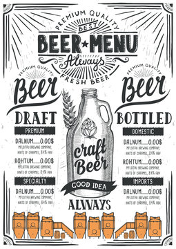 Beer menu restaurant, drink template.