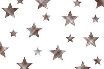 White background with brown and white checkered stars