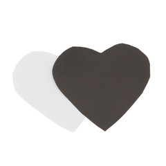 heart paper color black and white. isolated on white background