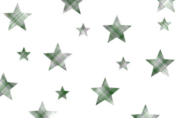 White background with dark green and white checkered stars