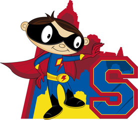 S is for Superhero Alphabet Learning Illustration