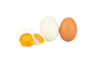 White egg. brown egg. isolated on white background
