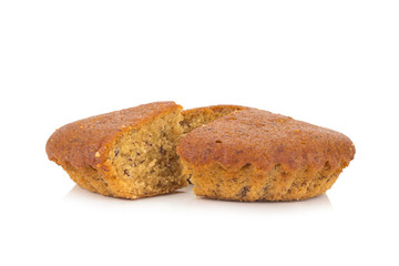 banana cake sliced isolated on white background