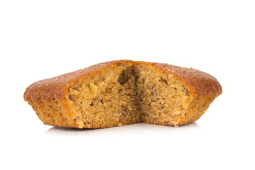 banana cake sliced isolated on white background