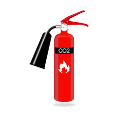 Carbon dioxide fire extinguisher isolated on white background. Vector illustration.