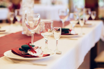 Empty wine glasses banquet