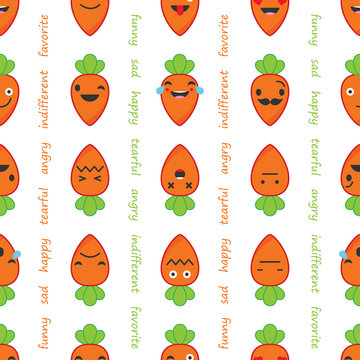 Seamless background with Carrots emotions.