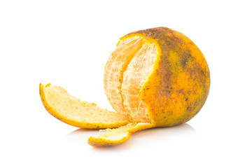 orange. rotten. dirty. ripe. peel. isolated on white background
