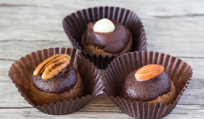 Chocolate ball on plate