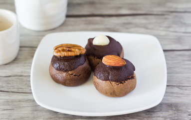 Chocolate ball on plate
