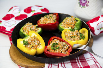 Stuffed pepper with rice and meat