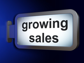 Obraz premium Finance concept: Growing Sales on billboard background