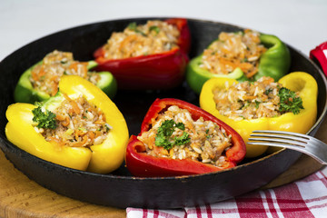 Stuffed pepper with rice and meat