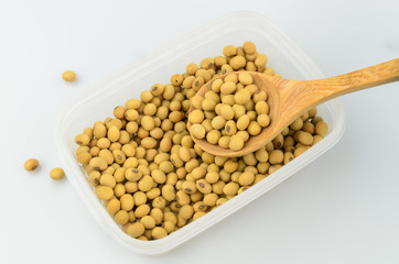 Soy beans in plastic box