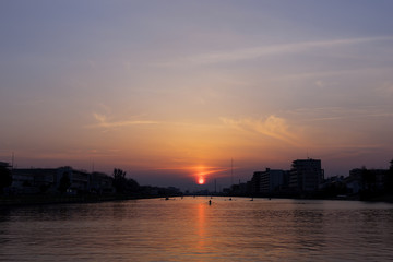 Fototapeta premium Sunset of boat course