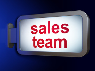 Advertising concept: Sales Team on billboard background