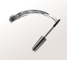 Vector Black Realistic Mascara Brush Strokes Isolated on White Background
