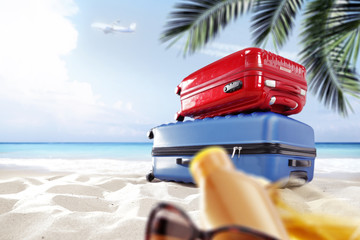 suitcase on beach 