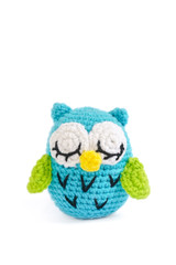 Crochet doll, owl crochet doll isolated on white background