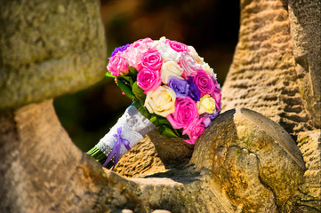 Wedding bouquet of different flowers