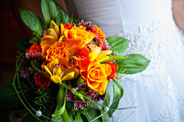 Wedding bouquet of different flowers
