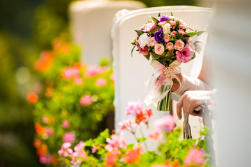 Wedding bouquet of different flowers