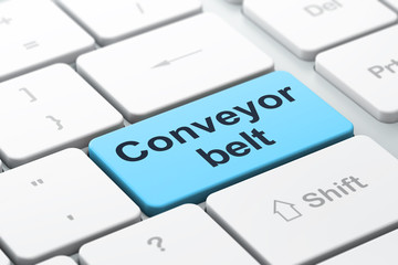Industry concept: Conveyor Belt on computer keyboard background