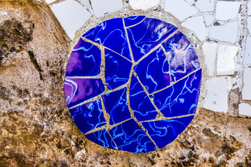 Detail Of Mosaic - Park Guell, Barcelona, Spain