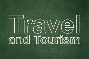 Obraz premium Tourism concept: Travel And Tourism on chalkboard background