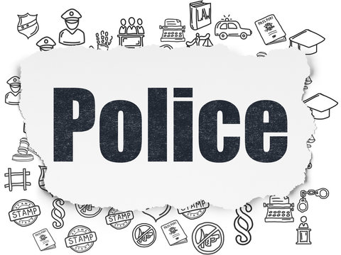 Law concept: Police on Torn Paper background