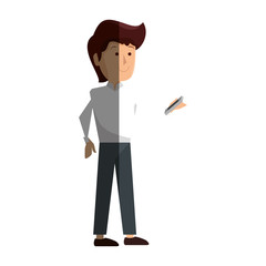 young man with smartphone avatar vector illustration design