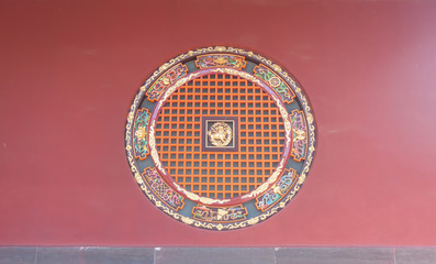Traditional wall of Chinese temple .
