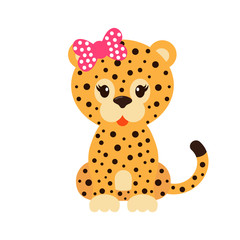 cartoon leopard with bow