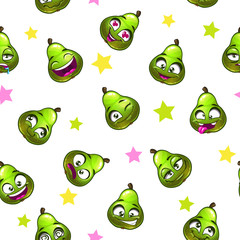 Seamless pattern with funny pear