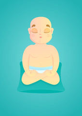 Baby sitting in yoga lotus pose