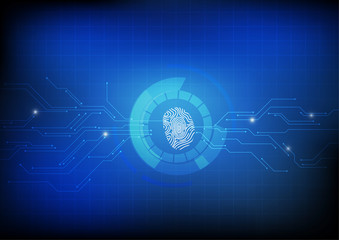 Obraz premium Vector : Finger print with electronic circuit background