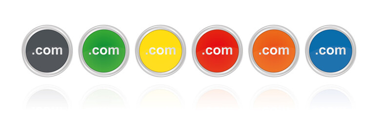Silberne Buttons, bunt - com Domain