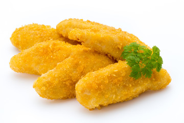 Nugget chiken on the white background.