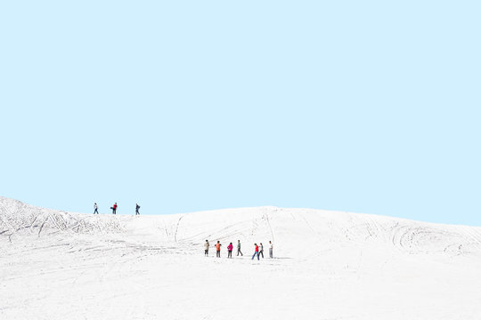 Group of people on white landscape