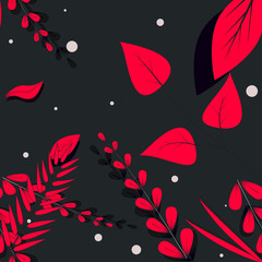 REd Graphic Flowers on Black Background