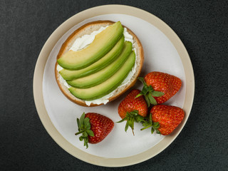 Cream Cheese and Avocado Bagel