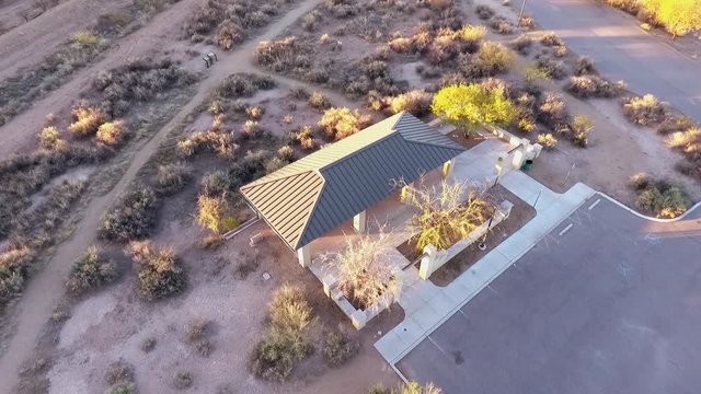 Aerial orbit of a ramada in a public park